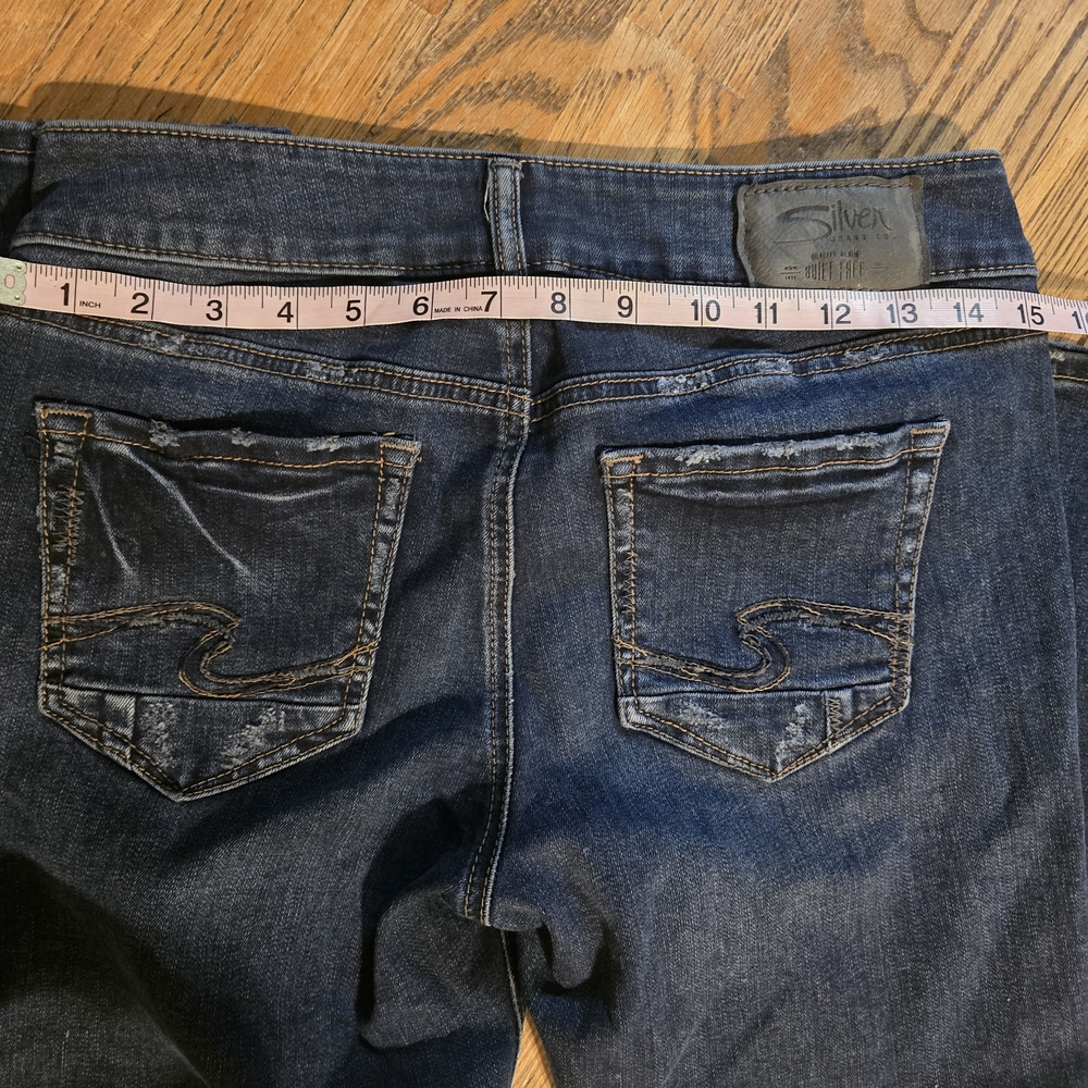 Silver Jeans Women's Distressed Style Straight Leg‎ in Deep Blue - Picture 3 of 9